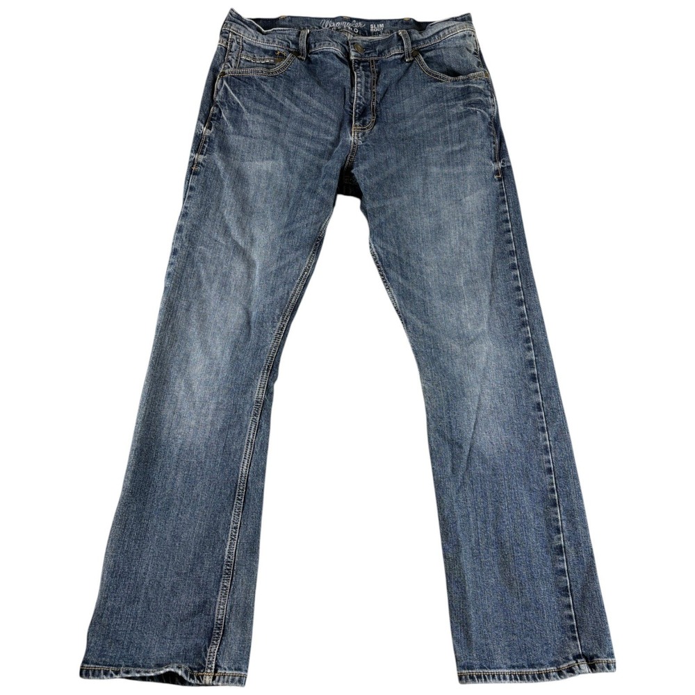 Wrangler Retro Slim Boot Jeans Mens 36x30 Blue Denim Medium Wash Rugged Heritage
